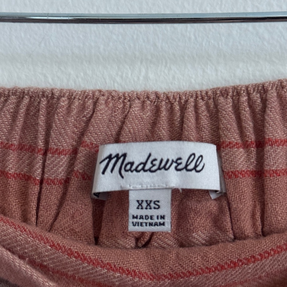 Madewell Clean Pull-On Shorts in Herringbone Stripe Linen Blend Size XXS - Picture 3 of 8